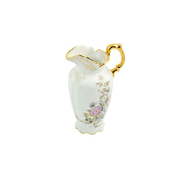 CREAMER-White Ceramic w/Gold Accents-Floral Decor