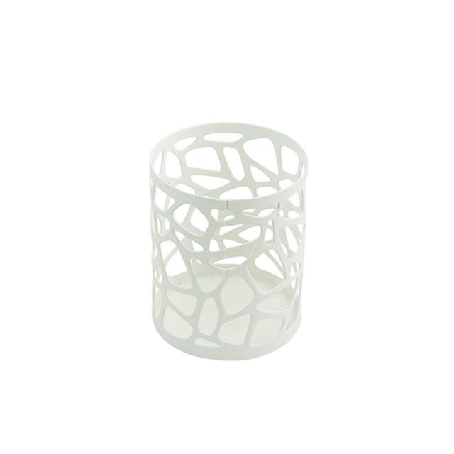 PENCIL CUP-White Geometric Cutouts