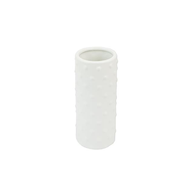 VASE-White W/Embossed Circles