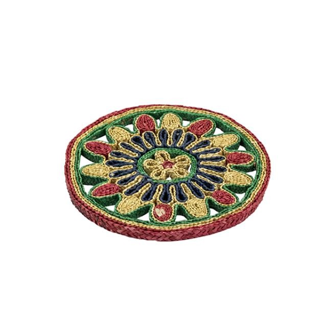 TRIVET-Vintage Woven Straw-Multi-Colored