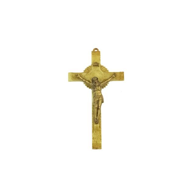 CRUCIFIX-White Plastic W/Gold Christ