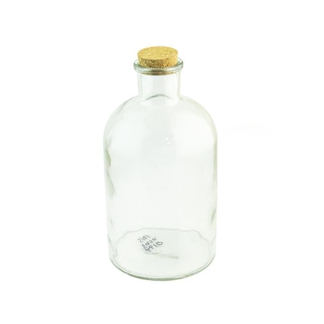 GLASS BOTTLE W/CORK STOPPER