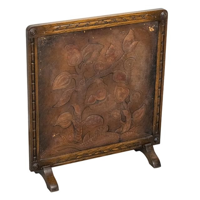 SCREEN-FIRE PLACE/Leather Embossed Tree