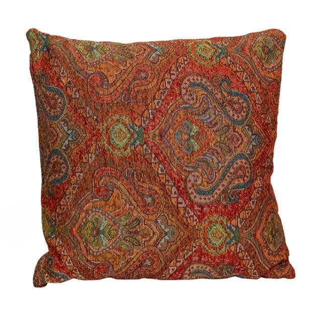 PILLOW-THROW-Paisley-rust/Blue/Green