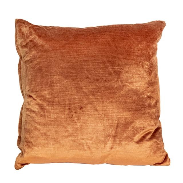 PILLOW-THROW-Rust/Salmon-Faux Velvet