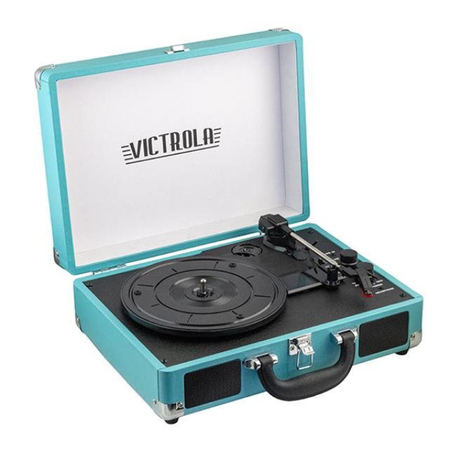 VINYL RECORD PLAYER-Victrola-Portable Blue Case