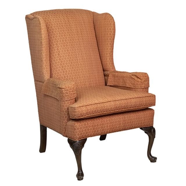 WINGED ARM CHAIR-Orange Diamond Fabric