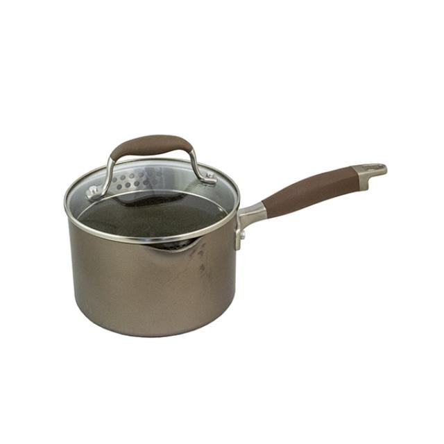 SAUCEPAN-Non Stick Gray W/Colander Lid