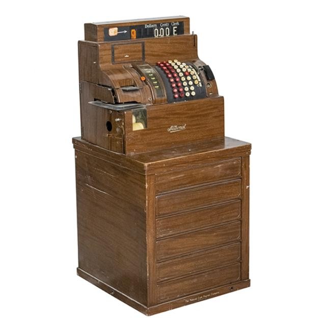 CASH REGISTER-Vintage Brown on Tall Brown Base