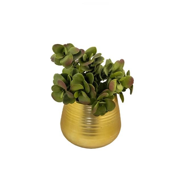 PLANT-Potted Faux Eucalyptus-Gold Planter