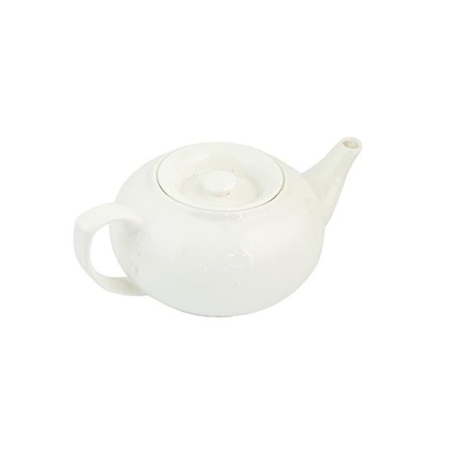 TEAPOT-Flat Round Ceramic White