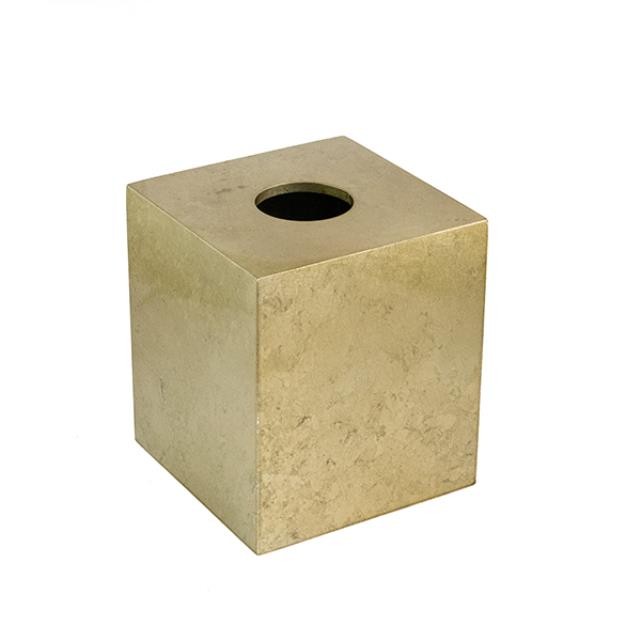 TISSUE BOX-Cube-Gold Mercury