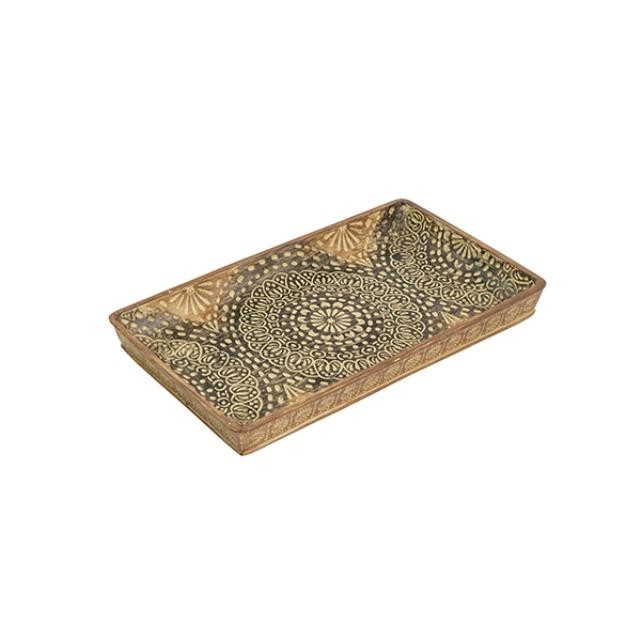 Vanity Tray-Brown & Tan W/Etched Circular Design