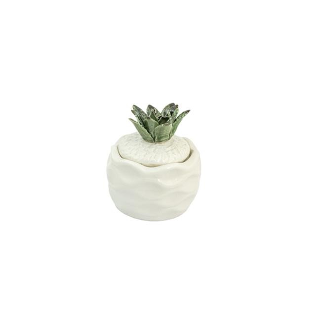 CANDLE-White Ceramic Pineapple W/Lid