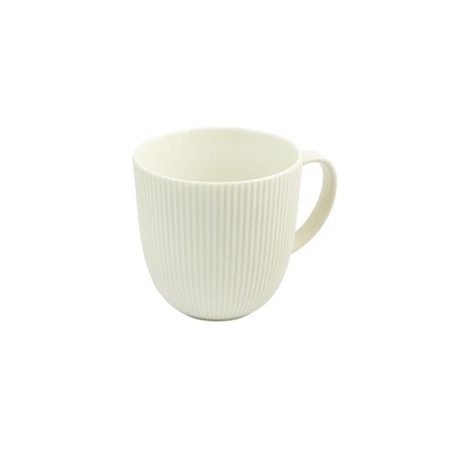 MUG-White Ribbed Ceramic