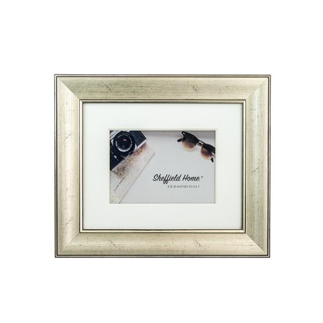 PICTURE FRAME-Brushed Silver Plastic w/Beveled Edge