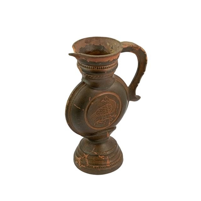 PITCHER-Decorative Rusted Metal w/Peacock Engraving