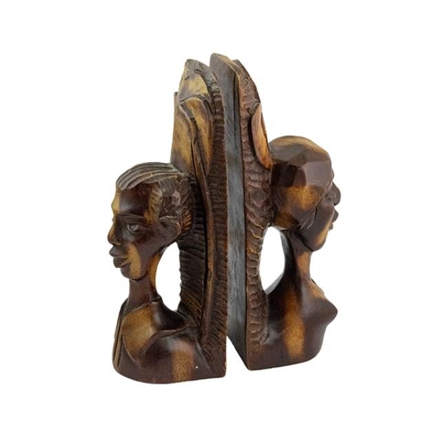 BOOKEND-African Woman Carved in Wood