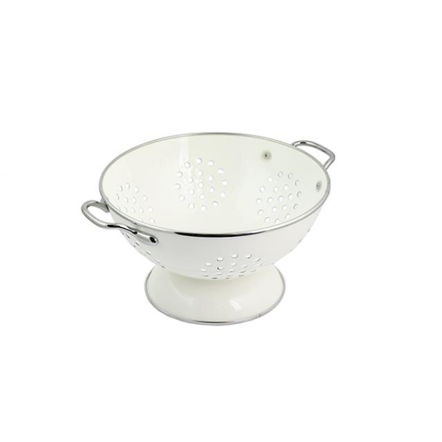 COLANDER-Off White w/Chrome Handles & Rims