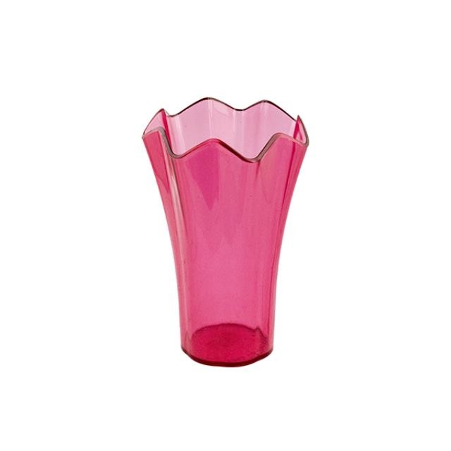 VASE-Pink Acrylic w/Scalloped Top