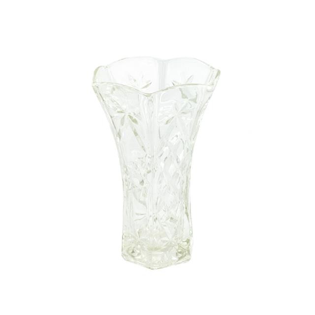 VASE-Clear Cut Glass W/Scalloped Edge