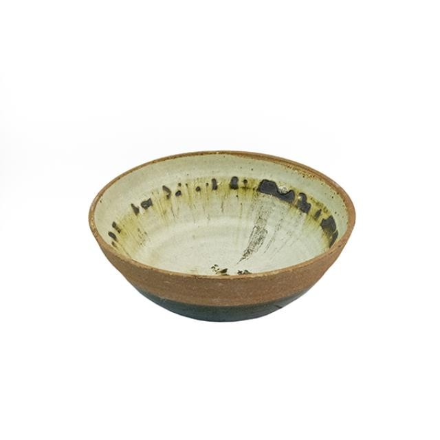 BOWL-Pottery-Green Glaze Bottom & Glazed Interior