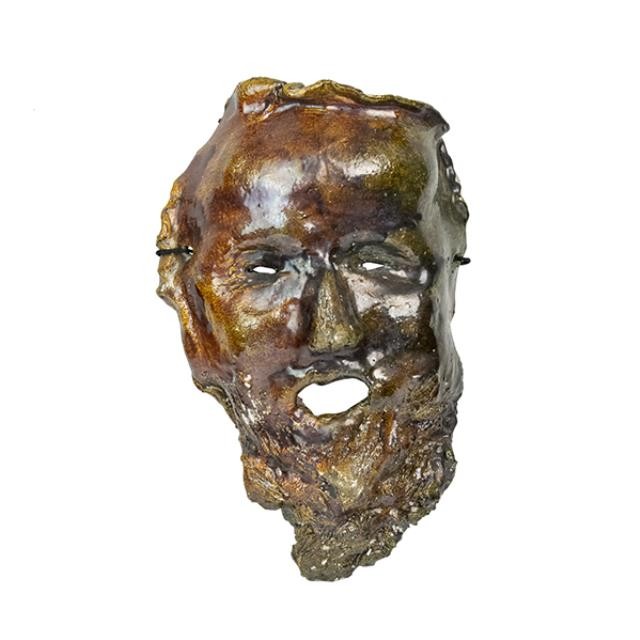 MASK-Wall Hanging-Man-Brown Glazed Clay