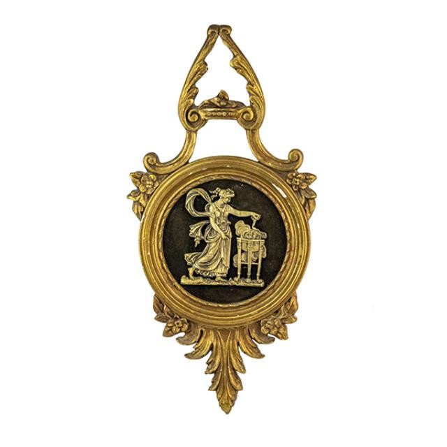 WALL MEDALLION-Gold Greco Roman Motif-Woman