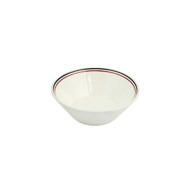 BOWL-White w/Red & Black Stripe on Rim