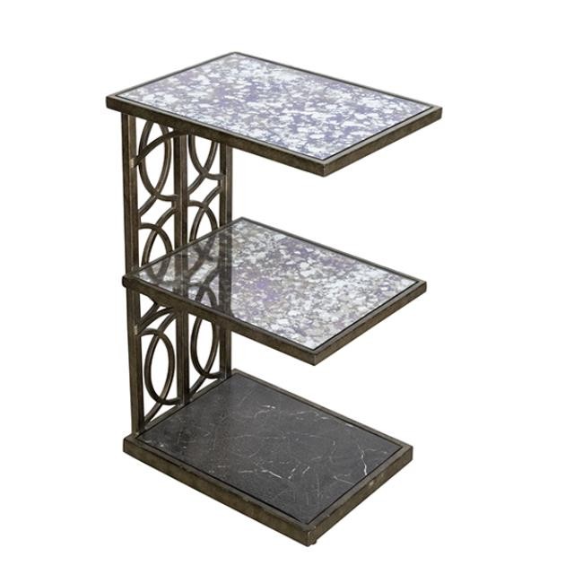 TABLE-ACCENT-3 Tier Worn Pewter Table