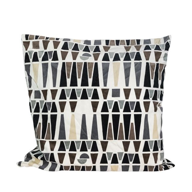 THROW PILLOW-Square/Cream W/Geometric Design