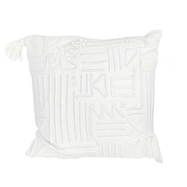 THROW PILLOW-Cream W/Raised Geometric Design