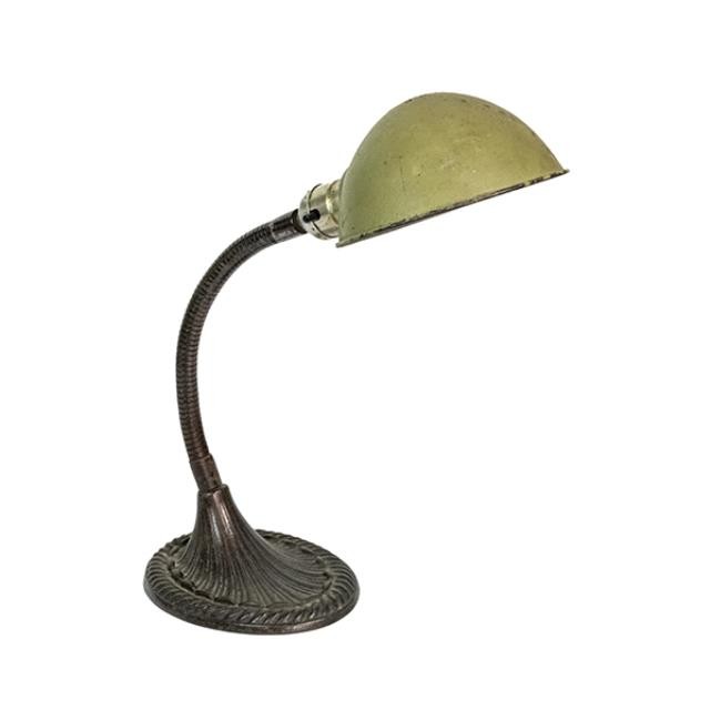 DESK LAMP-Vintage Beige Metal Dome Shade W/Adjustable Arm & Metal Base