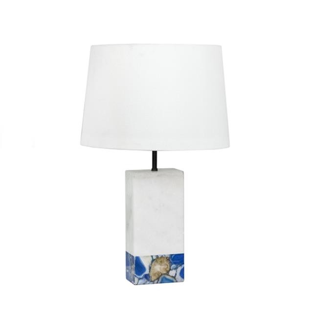 TABLE LAMP-White Marble W/Blue Marble at Base