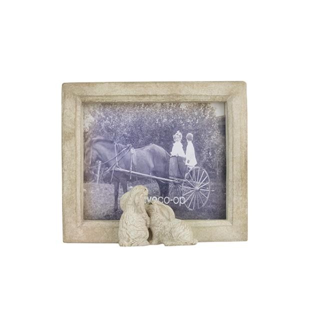 PICTURE FRAME-Beige Bunny Pair