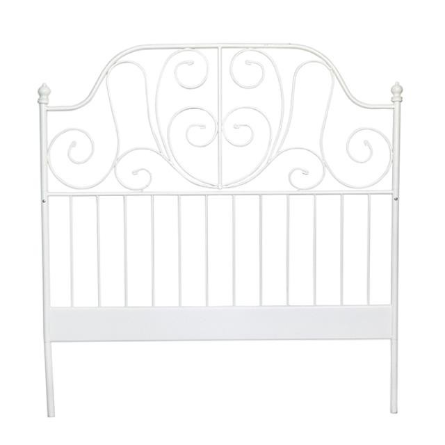 HEADBOARD-White Metal Scroll w/Veritcal Bars at Bottom