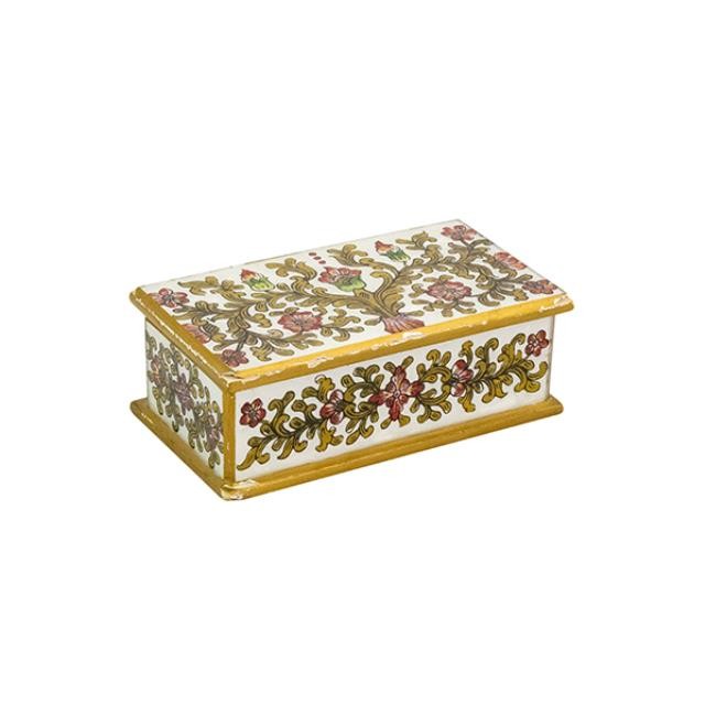 BOX-W/Lid-Gold/Red Reverse Painted Glass