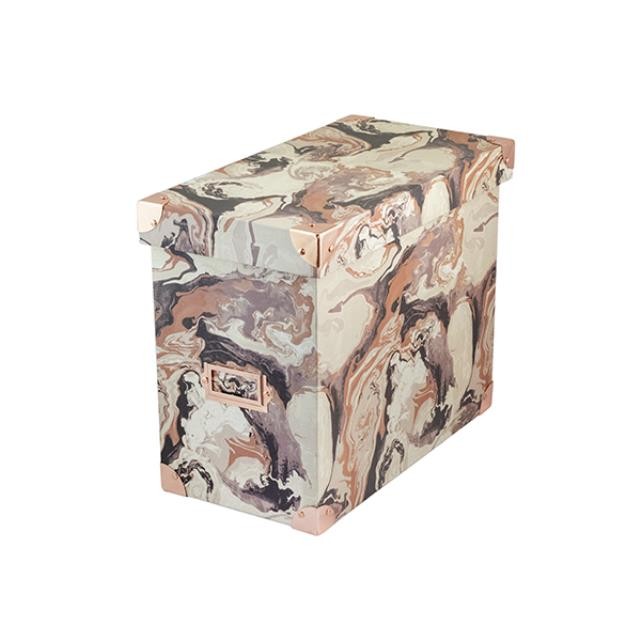 FILE BOX-Rose Gold Faux Marble Pattern W/Lid