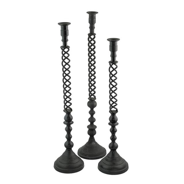 CANDLESTICK HOLDER-Black Iron Spiral (Medium)