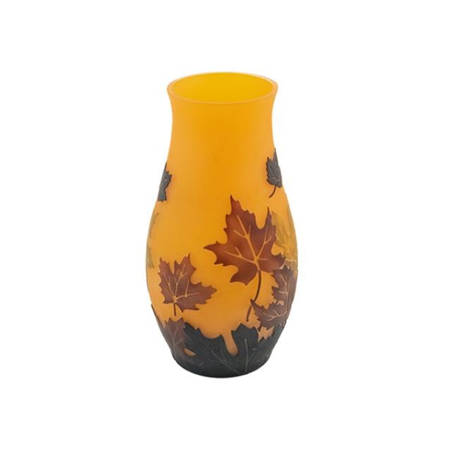 VASE-Orange w/Red/Yllw/Brn Leaves