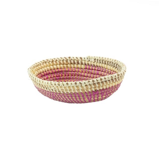 BASKET- Kenyan Woven-Small Pink & White