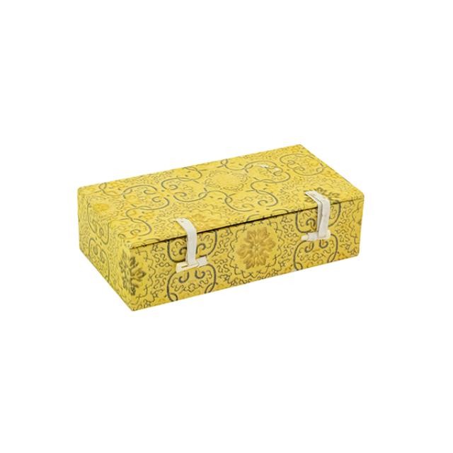 BOX-w/Lid-Yellow/ Gray Print
