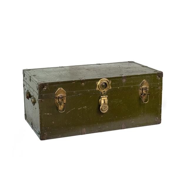 TRUNK/ FOOT LOCKER-Army Green w/Brass Buckles