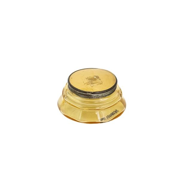 POWDER JAR-Yellow Glass w/Gold Lid