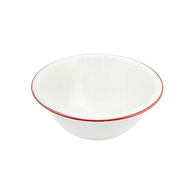 BOWL-Vintage White & Red Enamel Basin