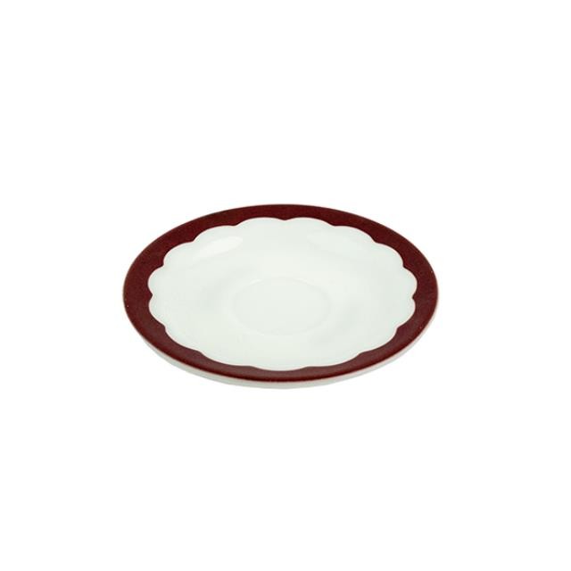 SAUCER-Vintage Corningware White Milk Glass w/Red Scallops