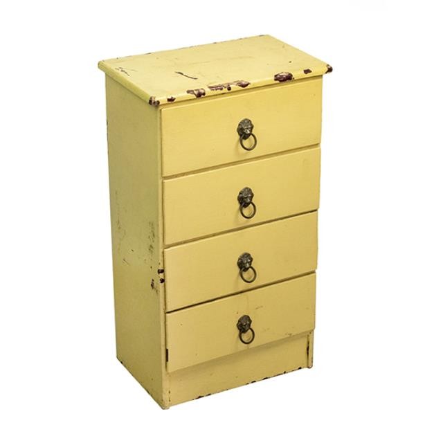 DRESSER-LINGERIE-Yellow (4) Drawer w/Lion Head Handles