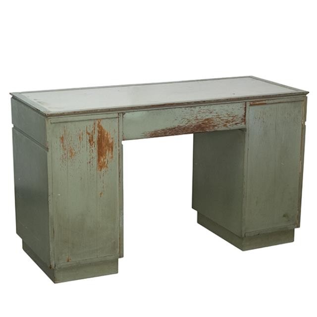 DESK-Vintage Teal w/9 Beige Drawers