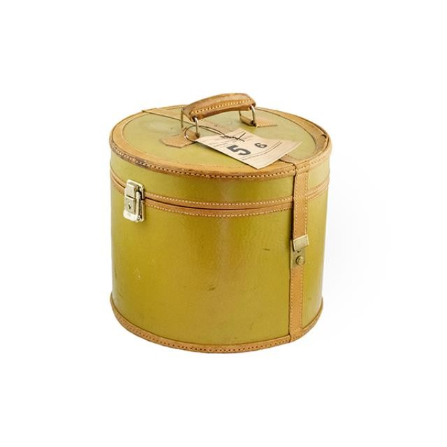 HATBOX-Khaki w/Tan Trim-Locks on Side