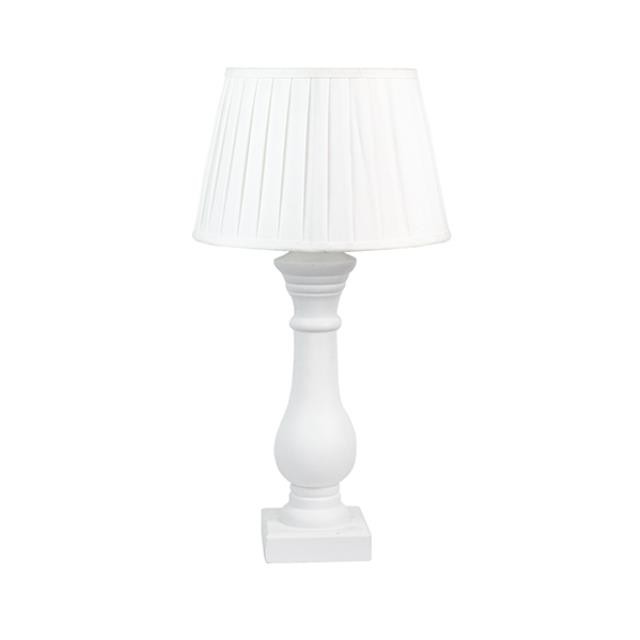 TABLE LAMP-White Painted Turned Wood